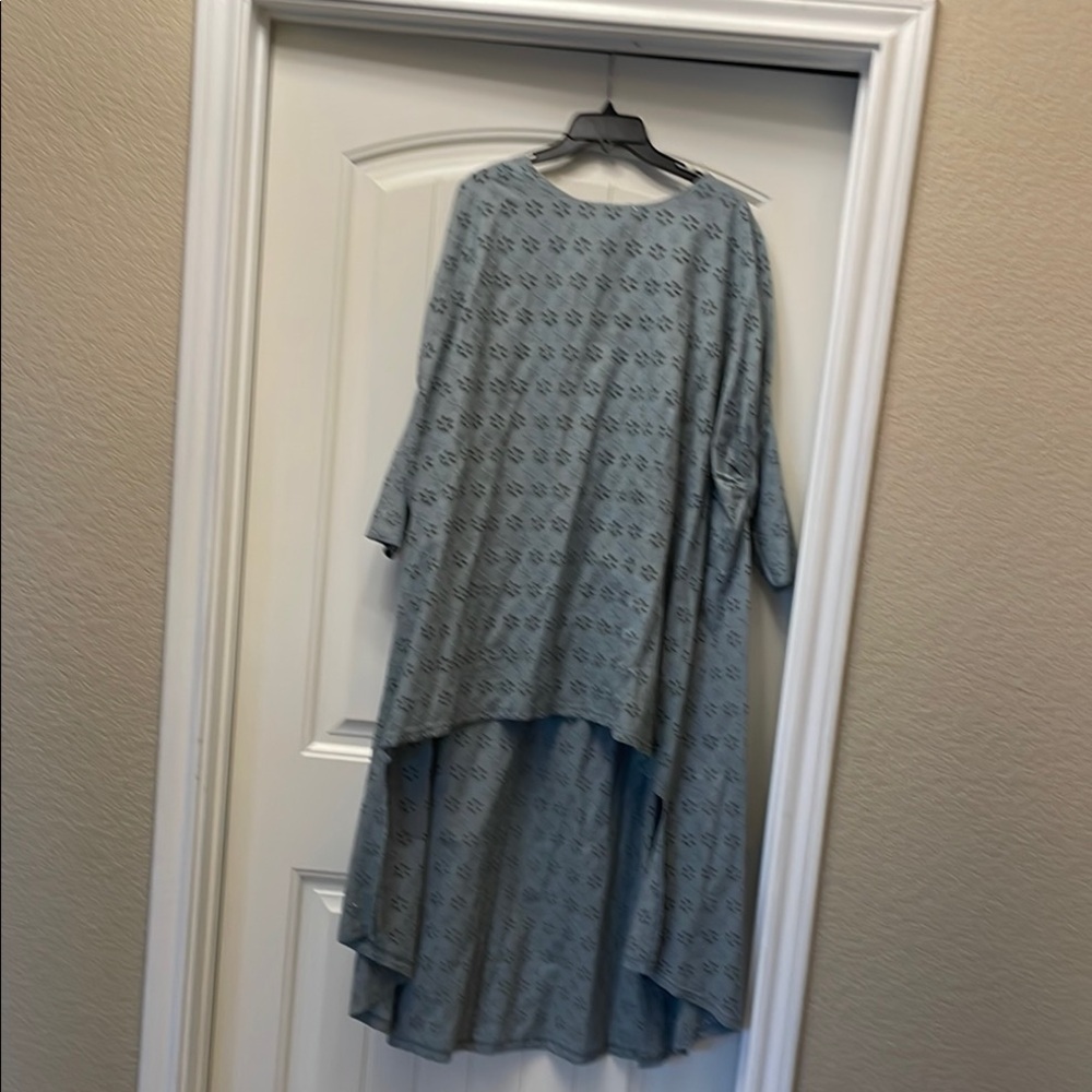 Blue High Low Casual Dolman Sleeve Top